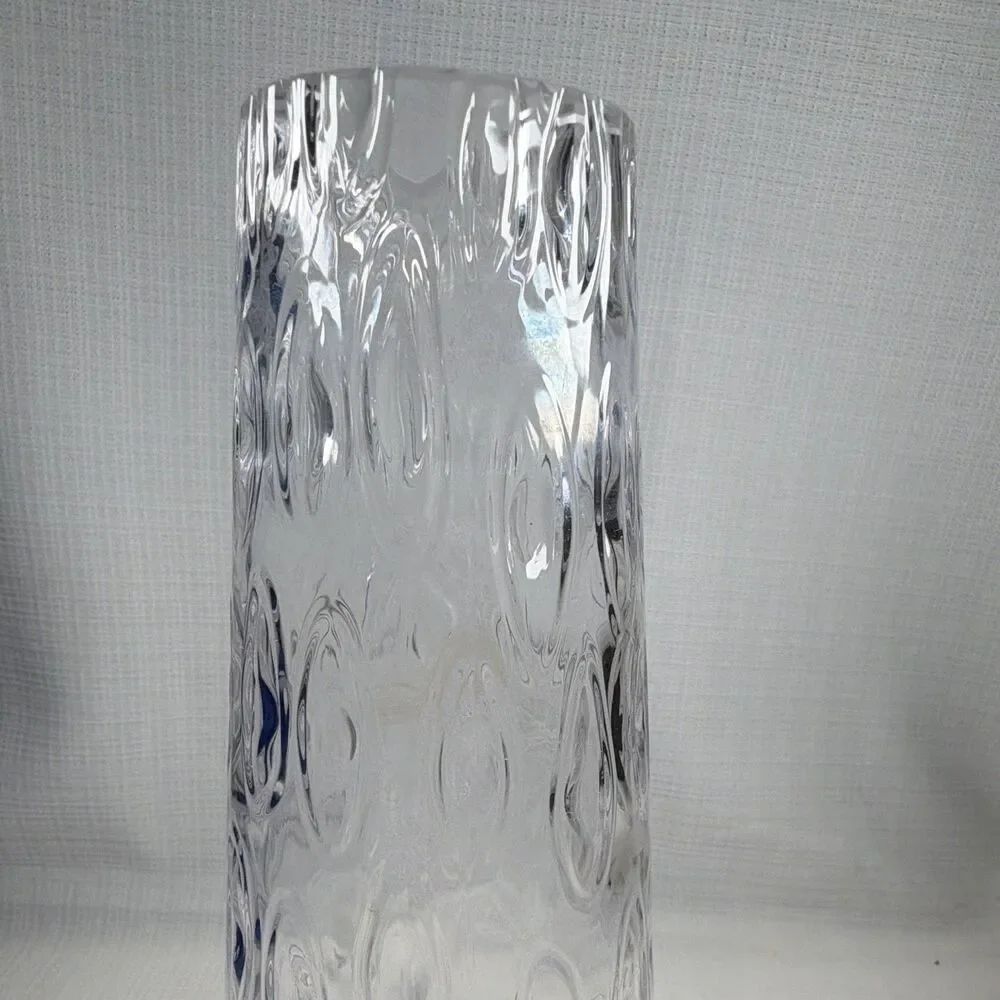 Vintage Mid-Century Scandinavian Style Clear Bubble Textured Glass Vase 10.25